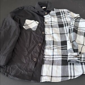 Black and White Plaid Button-Up Shirt